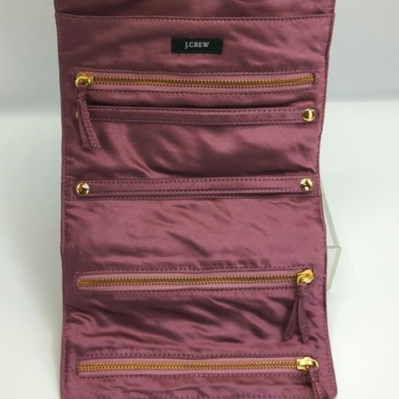 J. Crew Jewelry Tie Roll Travel Case in Dark Mauve Purple Satin - Picture 5 of 5